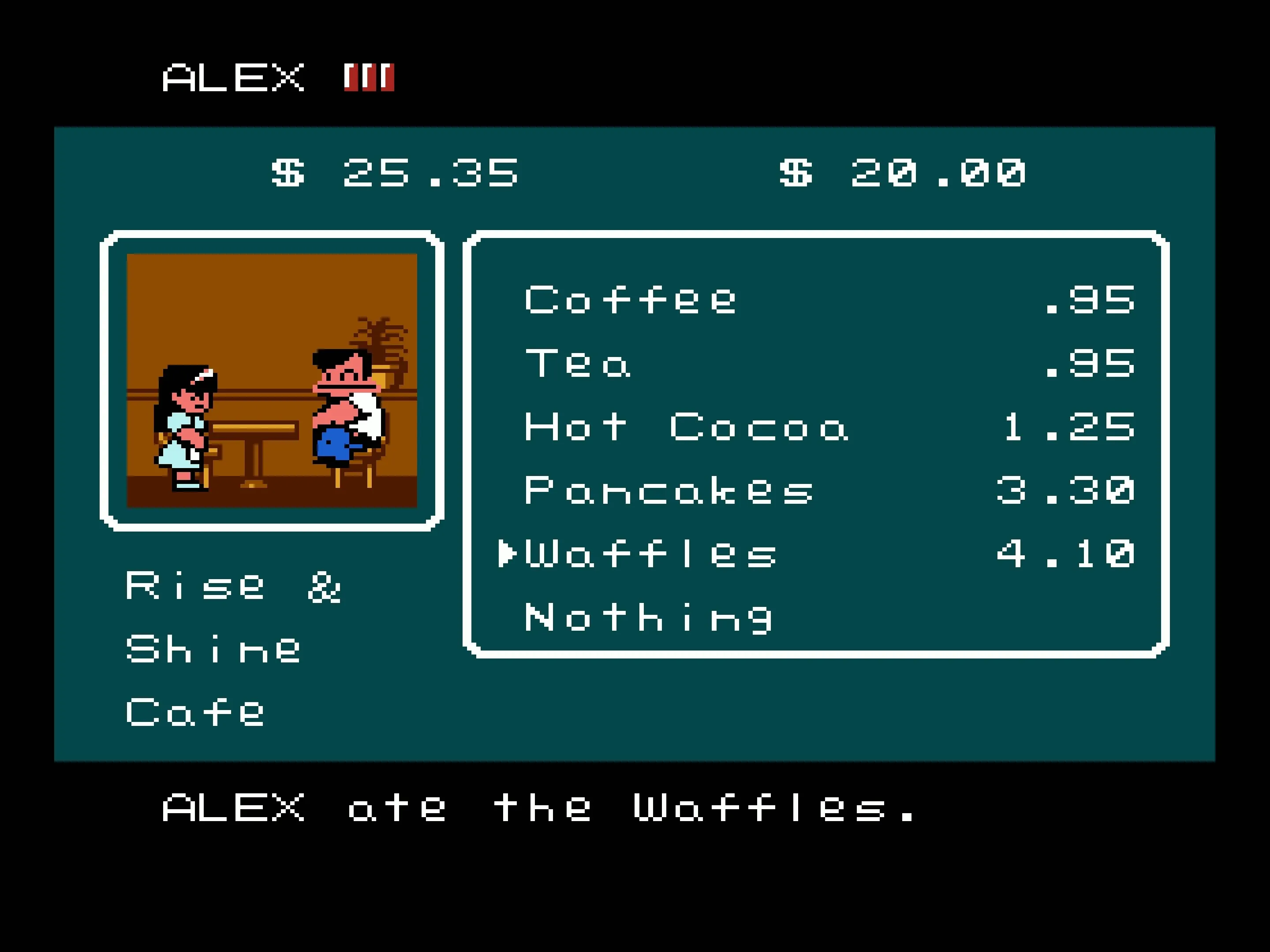 River City Ransom Eating Waffles