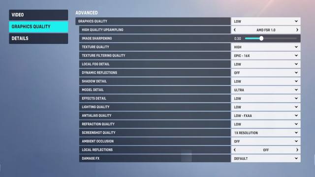 Graphics settings in Overwatch 2