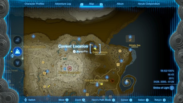 Map illustrating location of Fierce Deity Mask in The Legend of Zelda: Tears of the Kingdom.