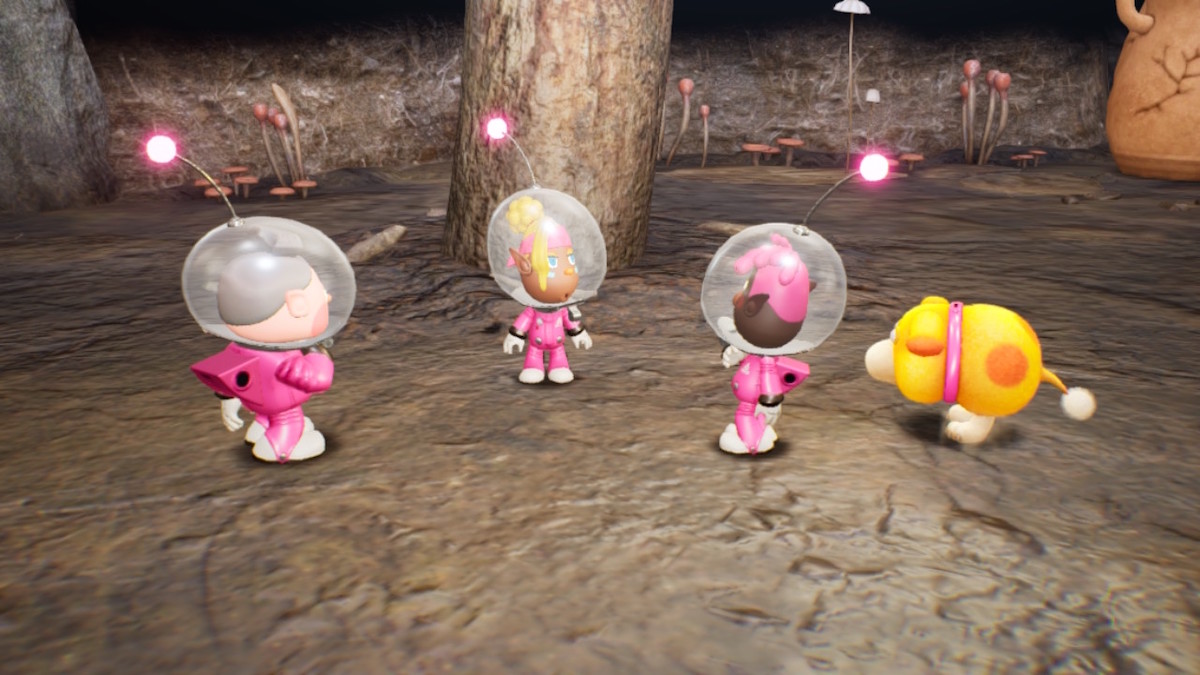 Lost crew members and Oatchi in Pikmin 4.