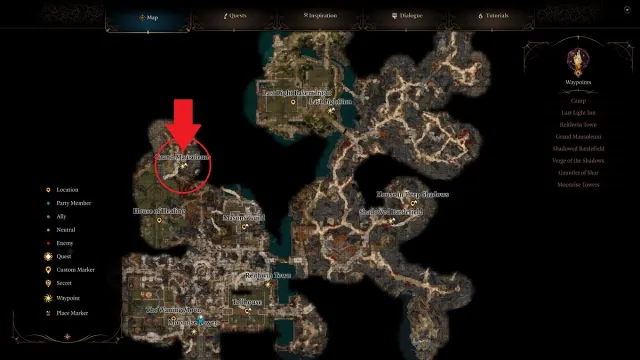 Gauntlet of Shar Grand Mausoleum location in Baldur's Gate 3