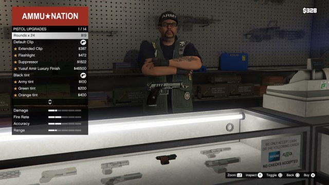 Ammu-Nation ammunition menu in Grand Theft Auto 5.