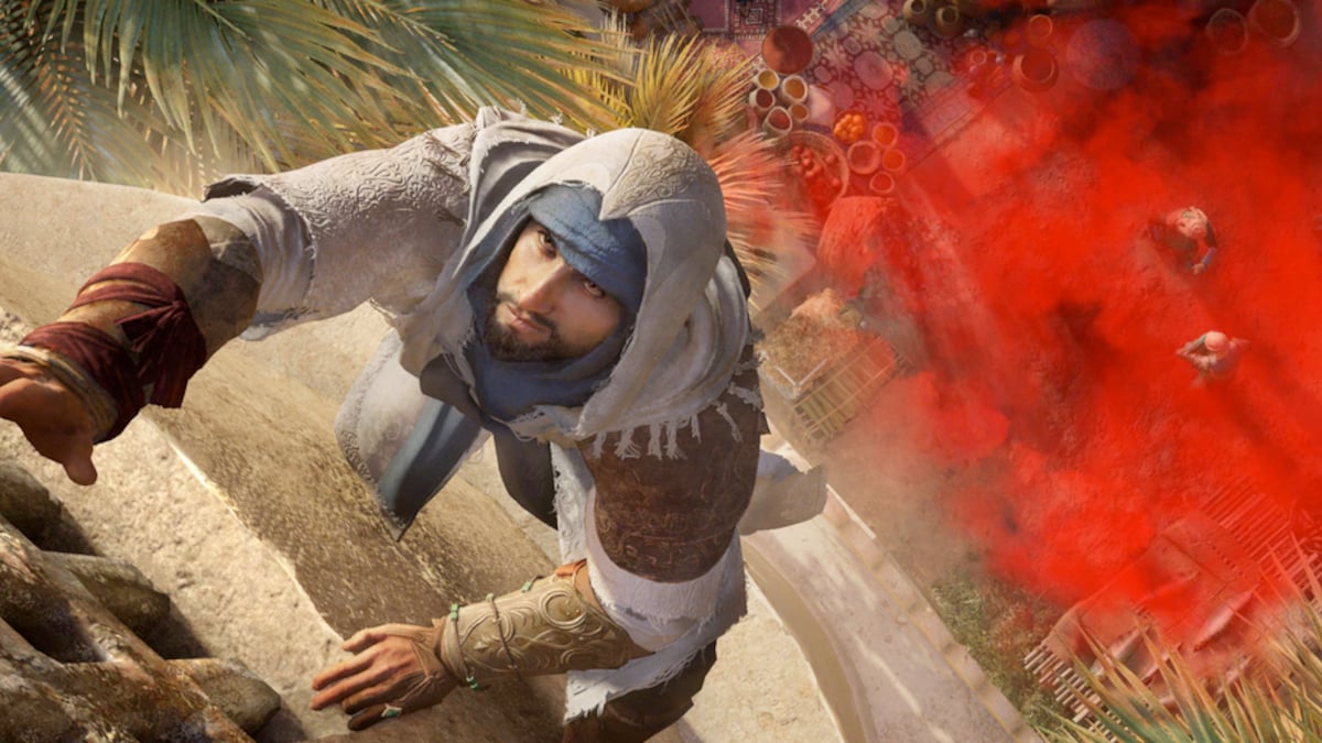 Basim climbing in Assassin's Creed Mirage.