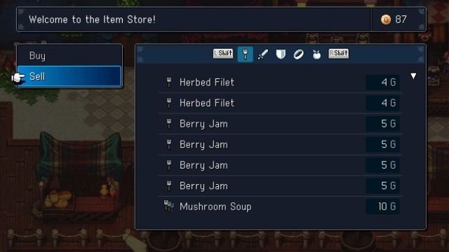 Sea of Stars- farming gold by selling items