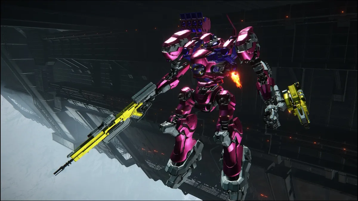 Purple mech in Armored Core 6.