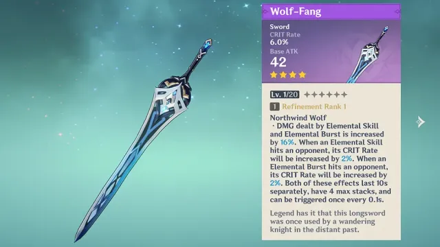 Wolf-Fang battle pass weapon and effect in Genshin Impact