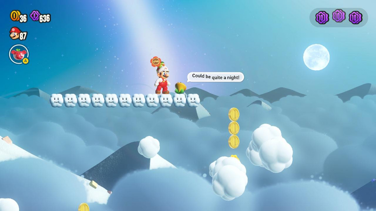 Looking at the moon in Super Mario Bros. Wonder