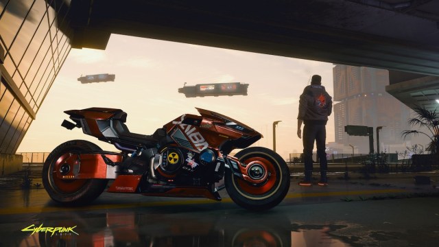 Motorbike in Cyberpunk 2077.