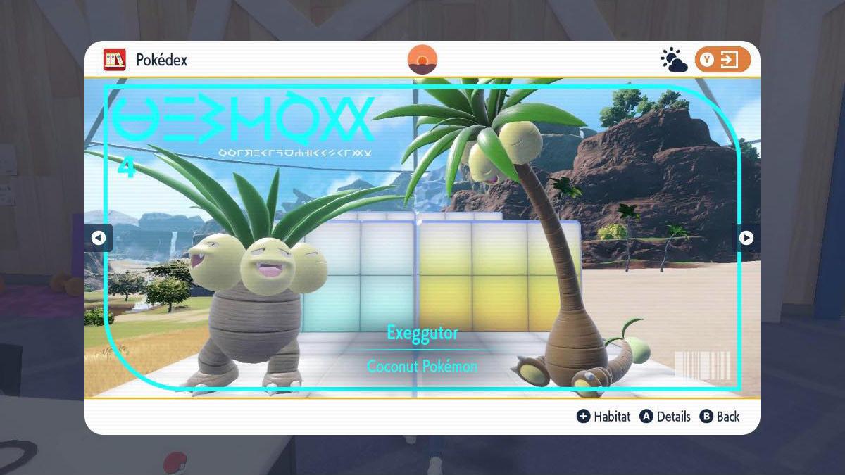 Exeggutor and Alolan Exeggutor in Pokemon Scarlet and Violet The Indigo Disk DLC