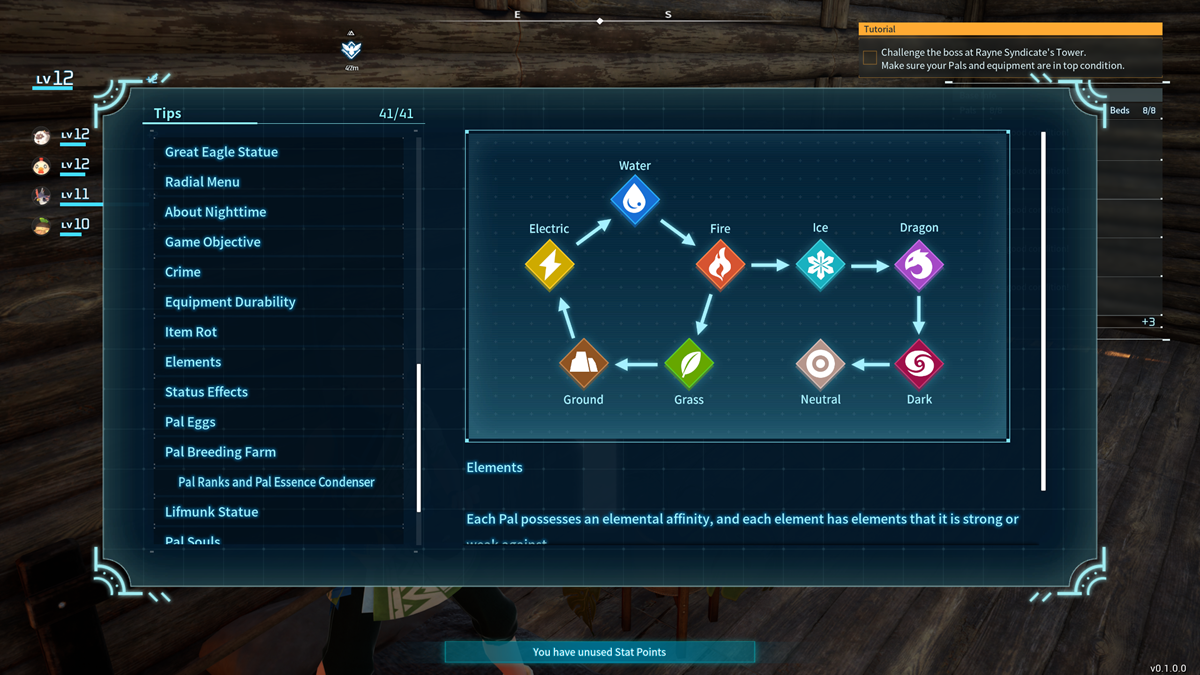 Palworld Element Chart and all types of Pals