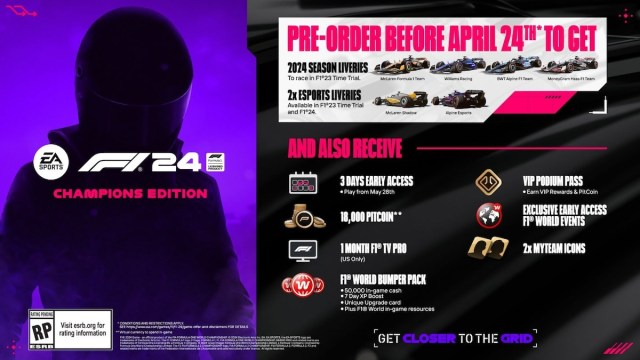 F1 24 pre-order bonuses.