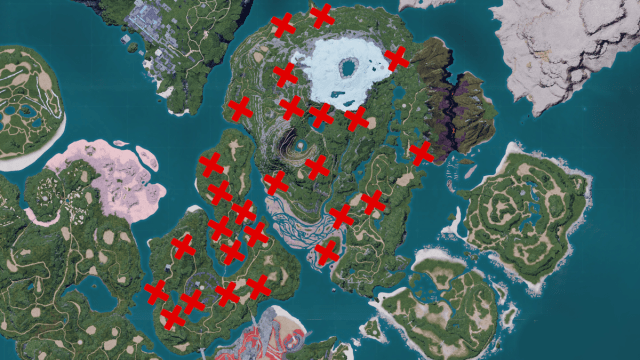 Map of Mountain Stream Grotto dungeon locations in Palworld