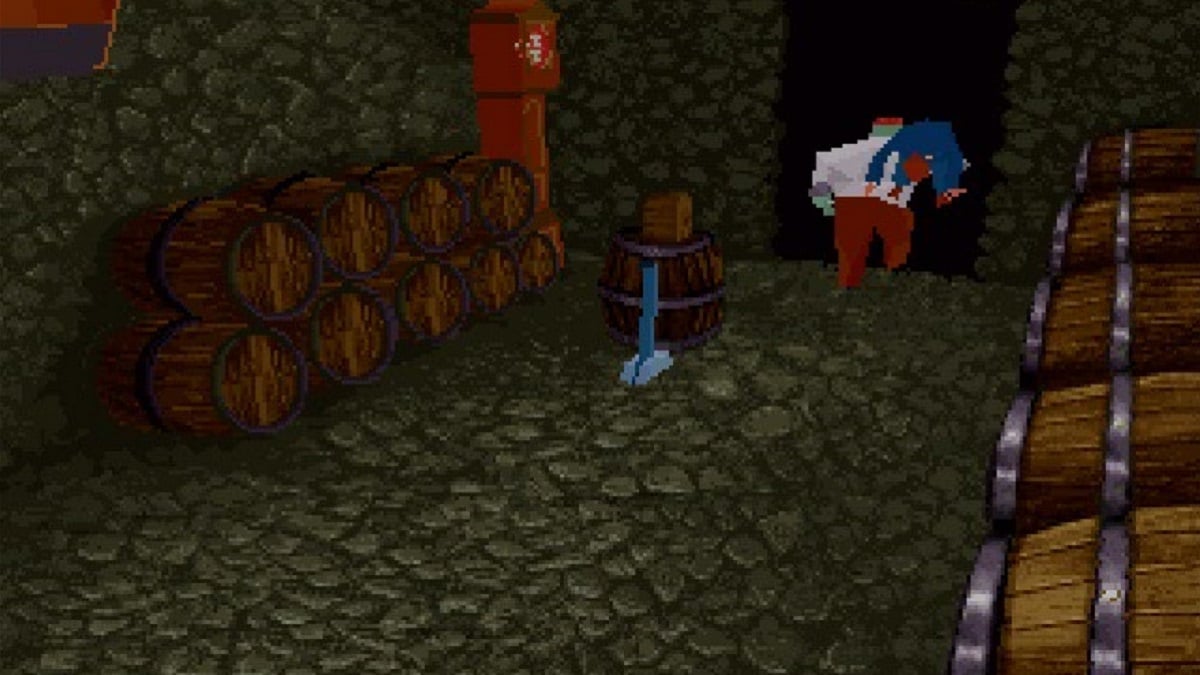 Alone in the Dark: a monster in a cellar carries a body off.