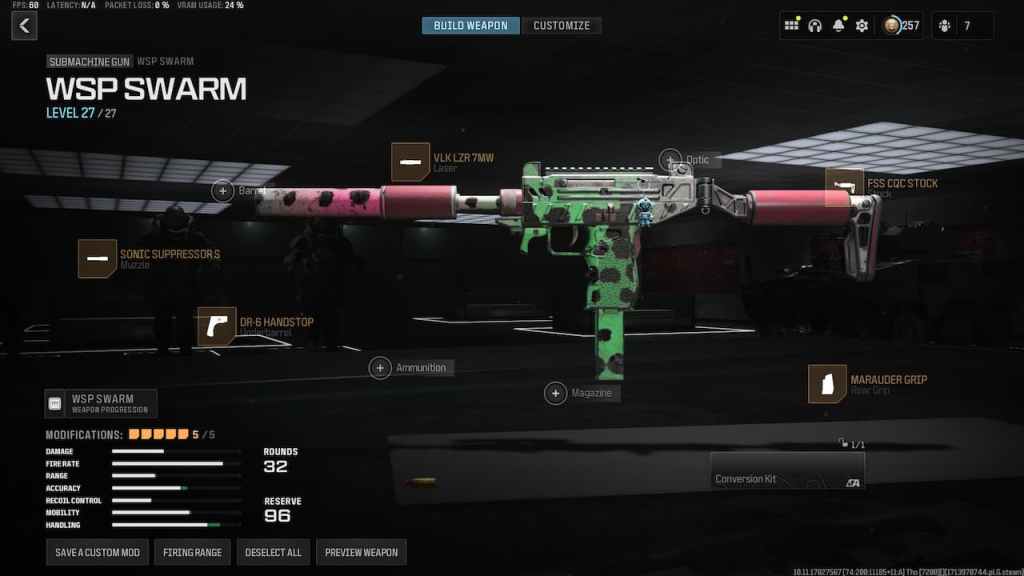 WSP Swarm SMG loadout Modern Warfare 3