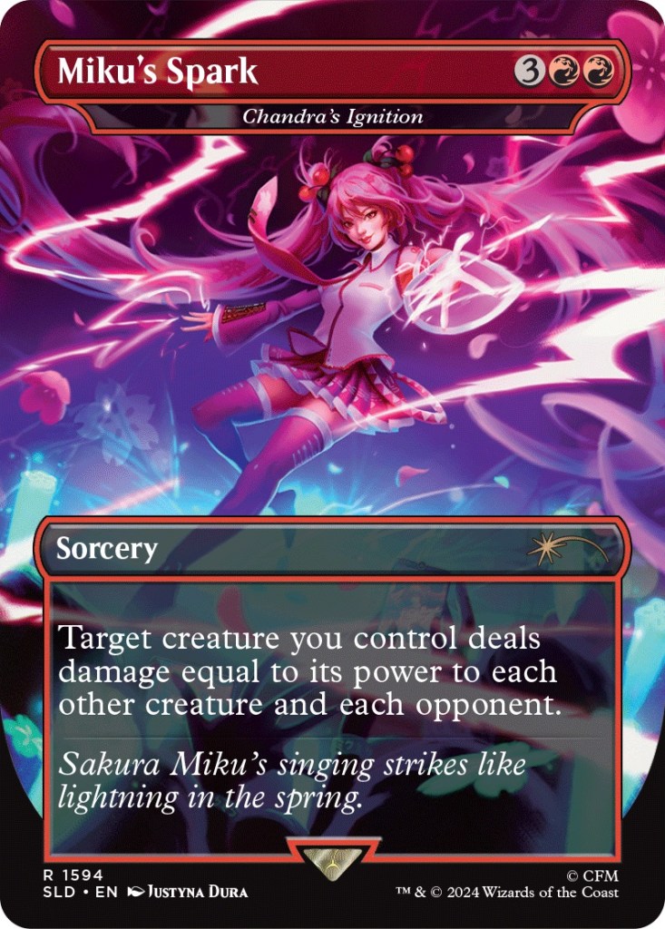 Hatsune Miku Magic The Gathering crossover Miku's Spark card