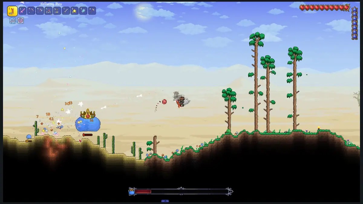 terraria slime king flying fight