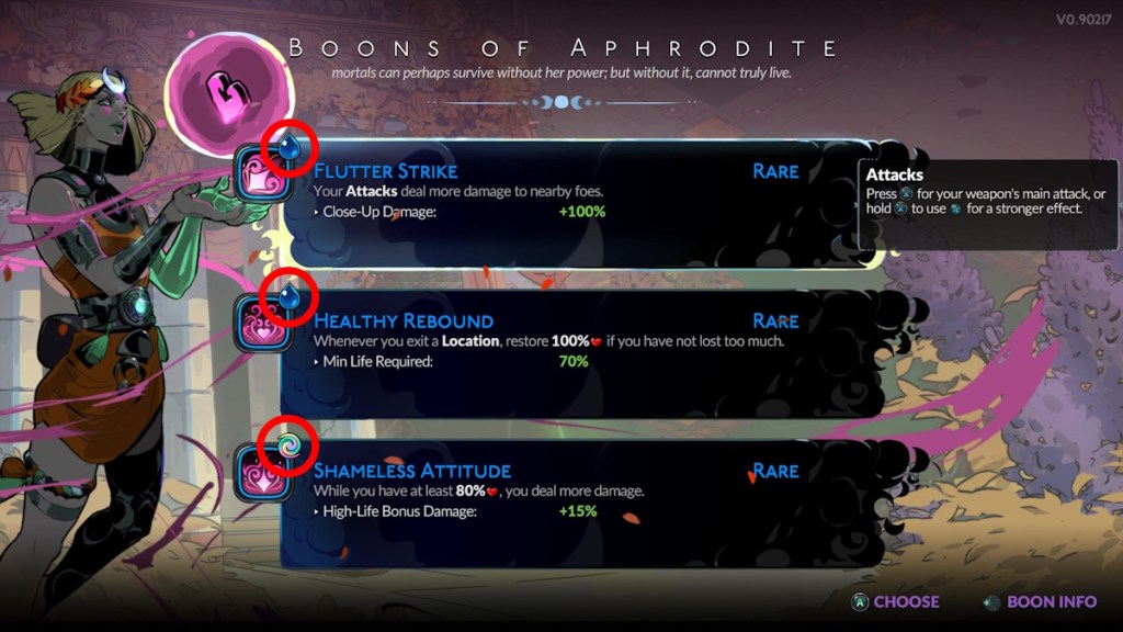 Hades 2 Boon Elements and best Infusions - Aphrodite boon elements