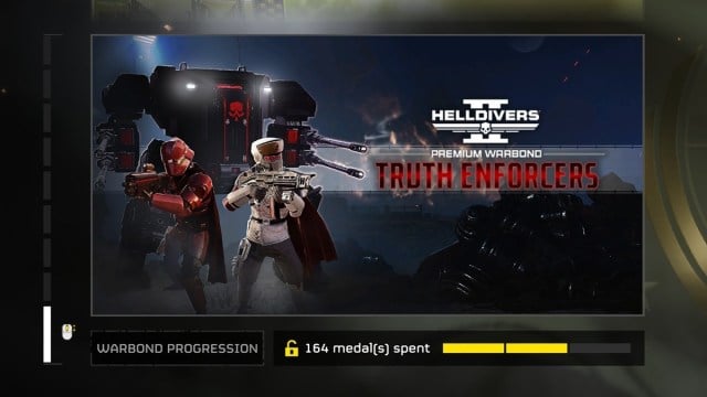 The official in-game banner for the Helldivers 2 Truth Enforcers Warbond.