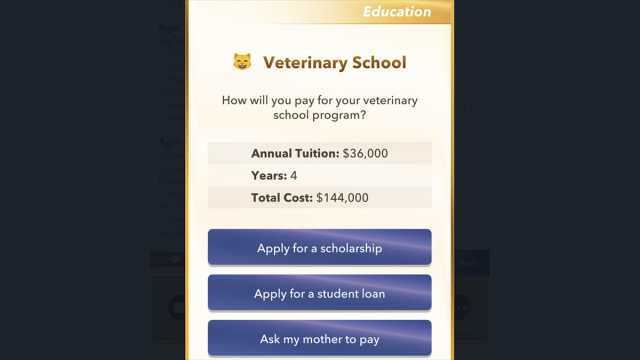 BitLife veterinary school