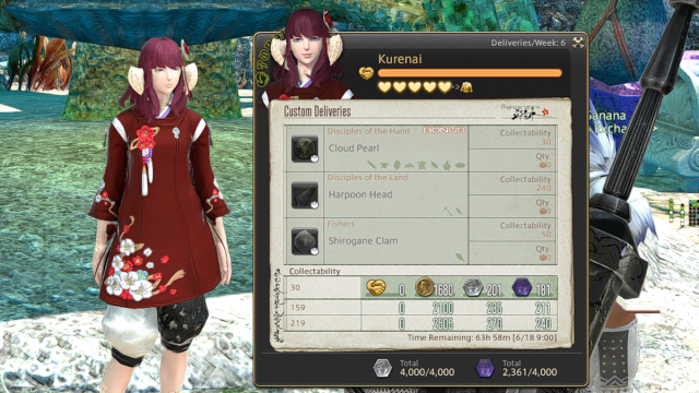 The Custom Deliveries interface in Final Fantasy XIV