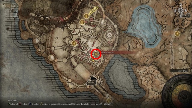 How to get and use the Storeroom Key in Elden Ring: Shadow of the Erdtree - map showing site of grace small private altar