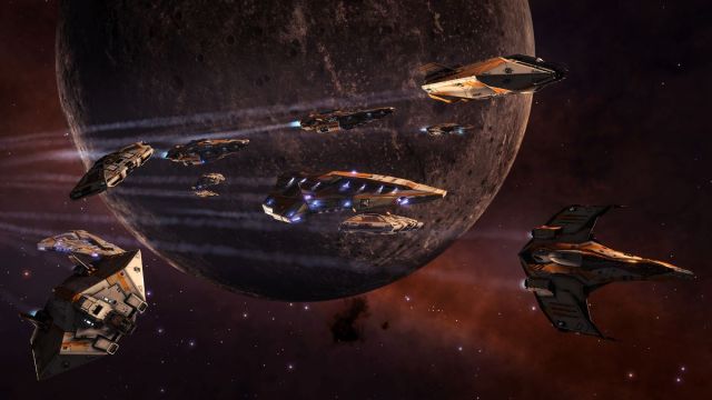 Ship squadron flying in Elite Dangerous