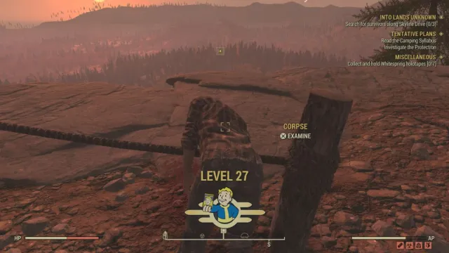 first corpse into lands unknown fallout 76