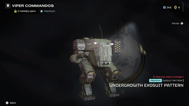 Helldivers 2 All items in the Viper Commandos Warbond and costs - exosuit skin