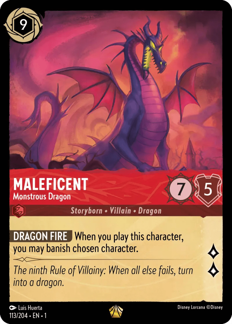 lorcana maleficent monstrous dragon card