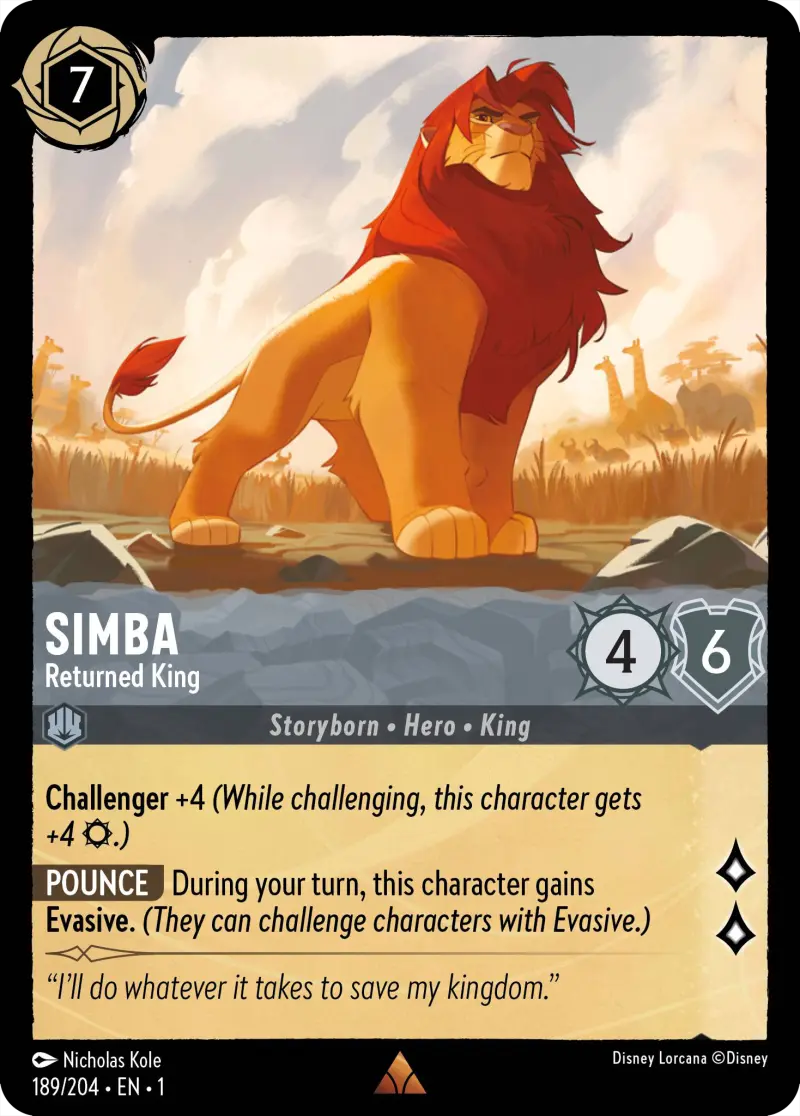 lorcana simba returned king card