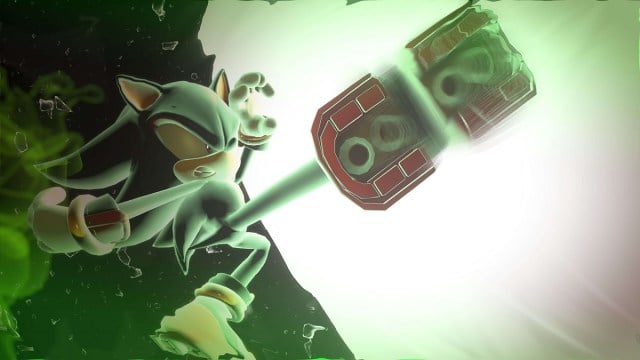 Shadow the Hedgehog kicking missile