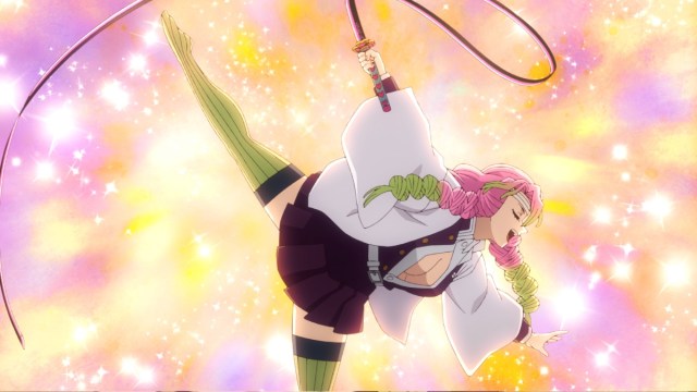 Mitsuri Kanroji wielding her flexible sword in Demon Slayer