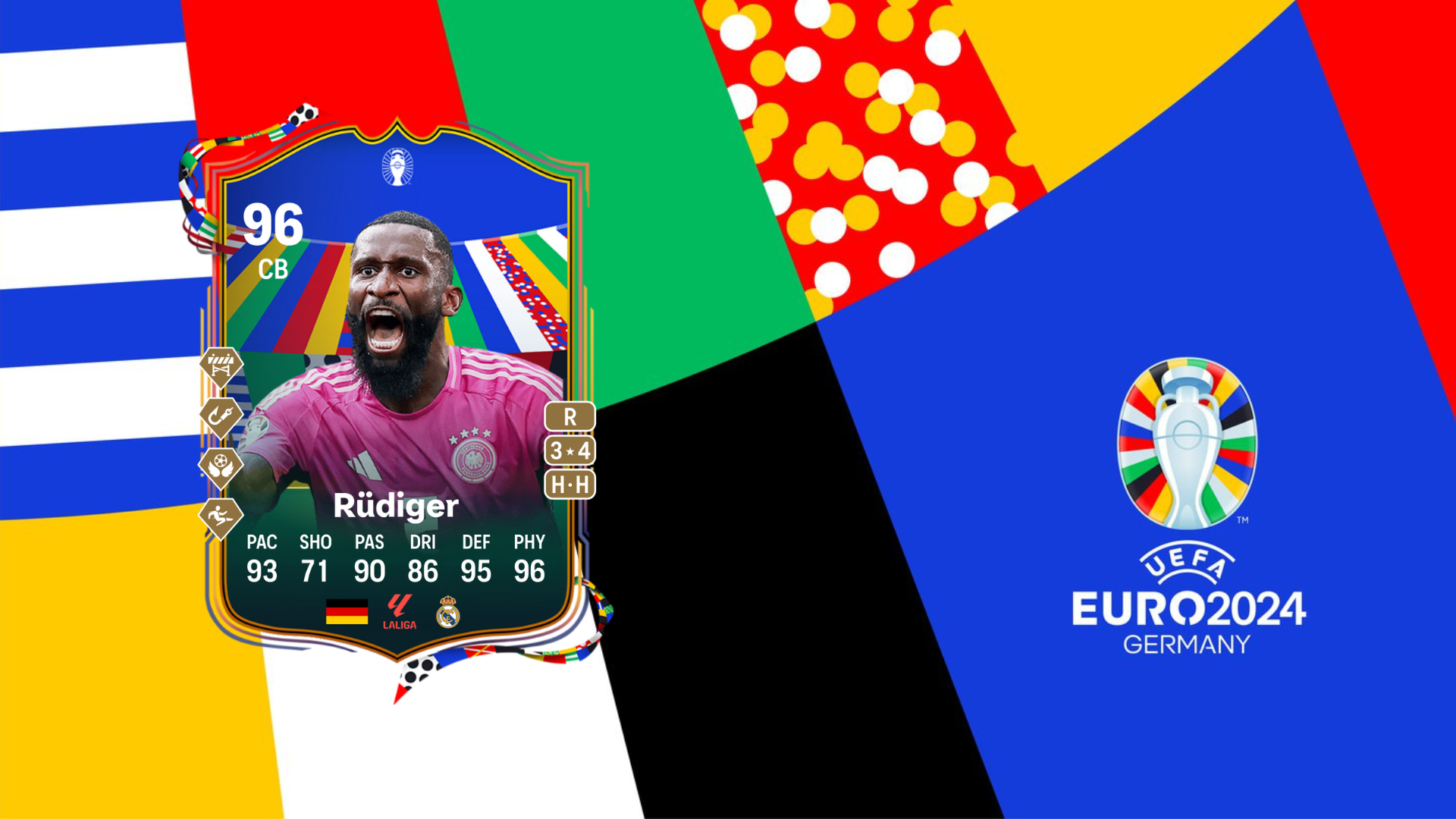 An image of Antonio Rudiger Team of the Tournament SBC solutions in EA FC 24