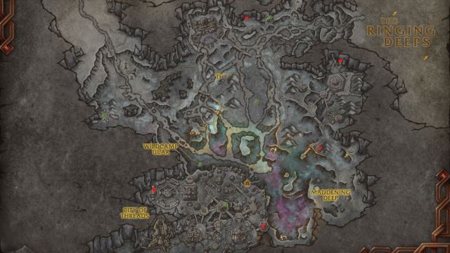 A map of Azj-Kahet showing lore hunter item locations