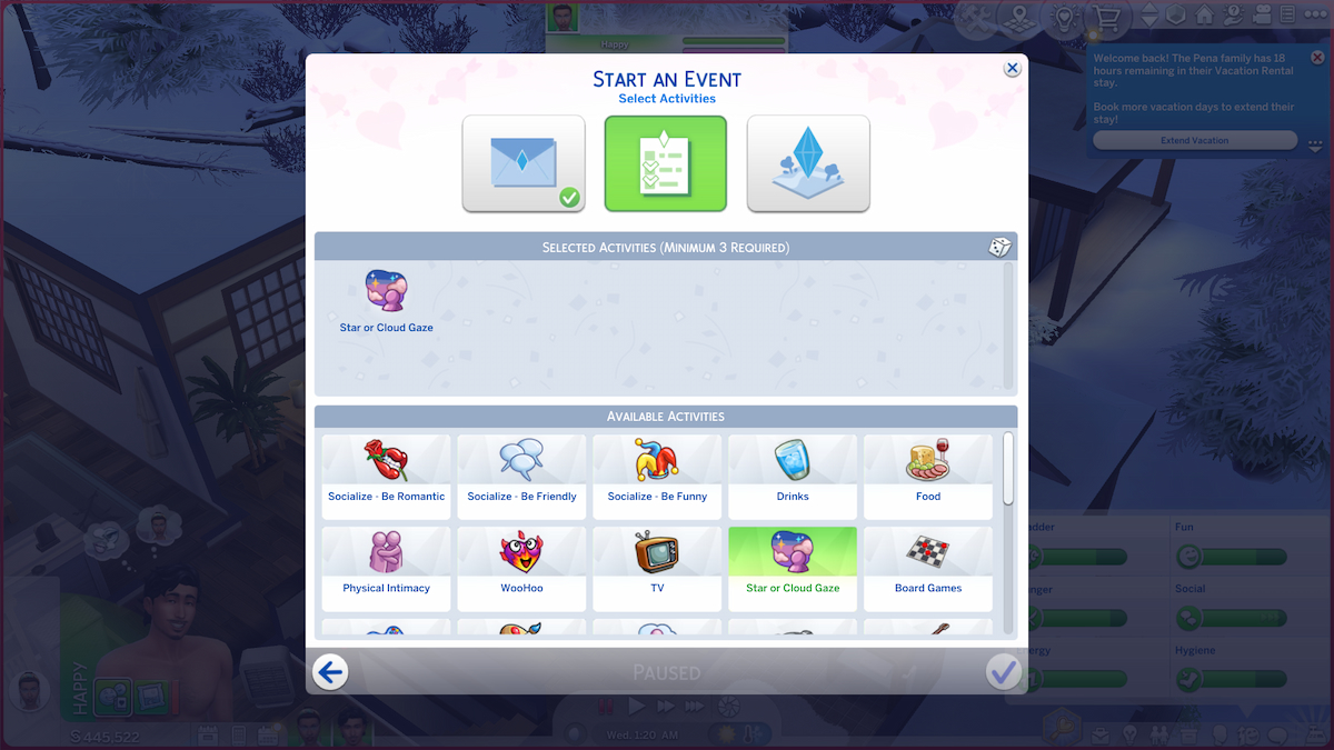 Dating activities in Sims 4 Lovestruck