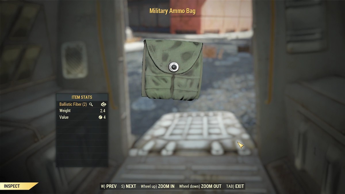 fallout 76 military ammo bag inspect screen