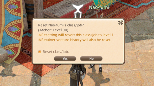 Changing a Retainers Class in Final Fantasy XIV