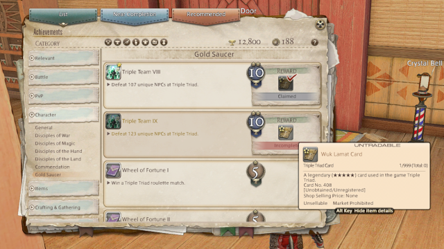 Wuk Lamat card obtained through achievements in Final Fantasy XIV