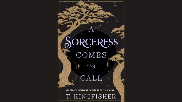 A Sorceress Come to All's cover, depicting a pair of golden trees against a starry backdrop.