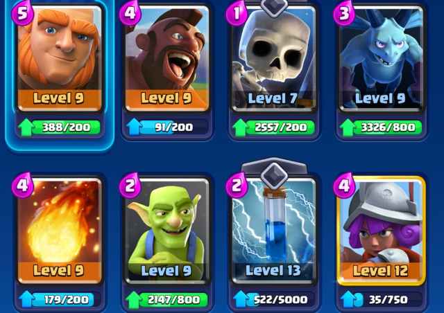 A screenshot of the Giant Hog deck in Clash Royale.