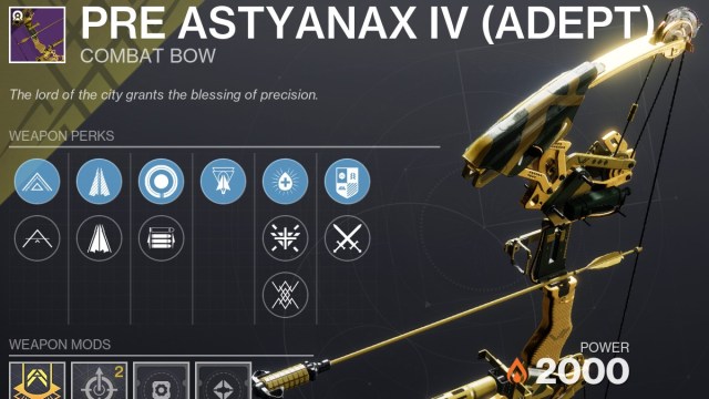 Destiny 2 Pre Astyanax IV Example Roll