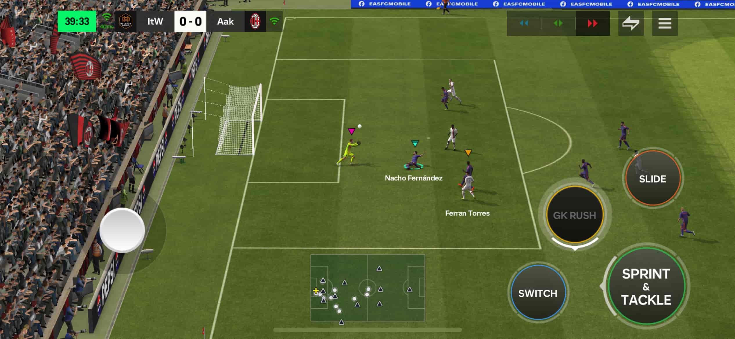 A screenshot of a GK Rush in FC Mobile.