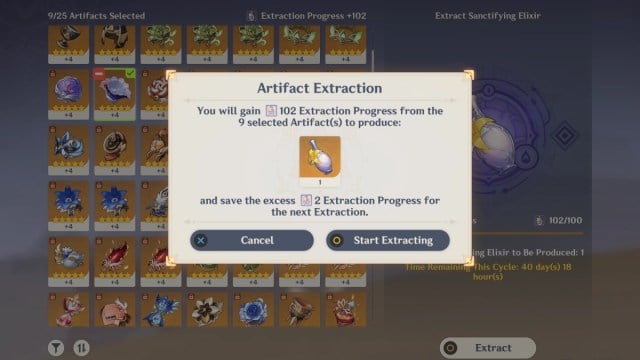 Artifact Extraction in Genshin Impact to create a Sanctifying Elixir