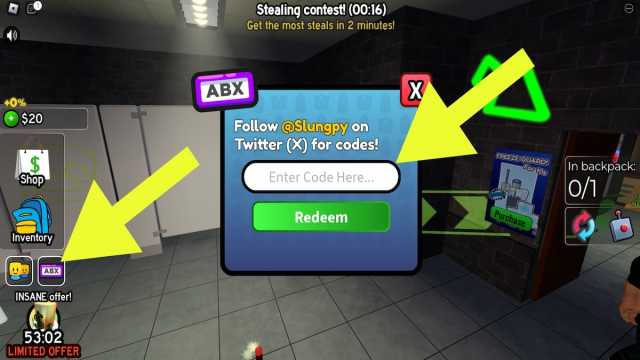 How to redeem codes in Rob the place