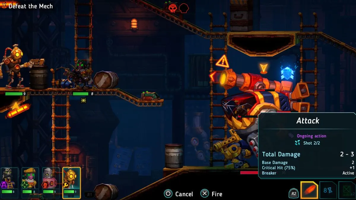 attacking mech in steamworld heist 2