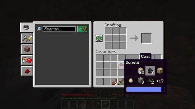 Using a Bundle in Minecraft