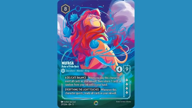 mufasa rulr of pride rock enchanted card disney lorcana shimmering skies