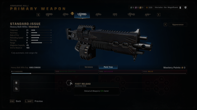 Space Marine 2 Heavy Bolt Rifle Perk Tree