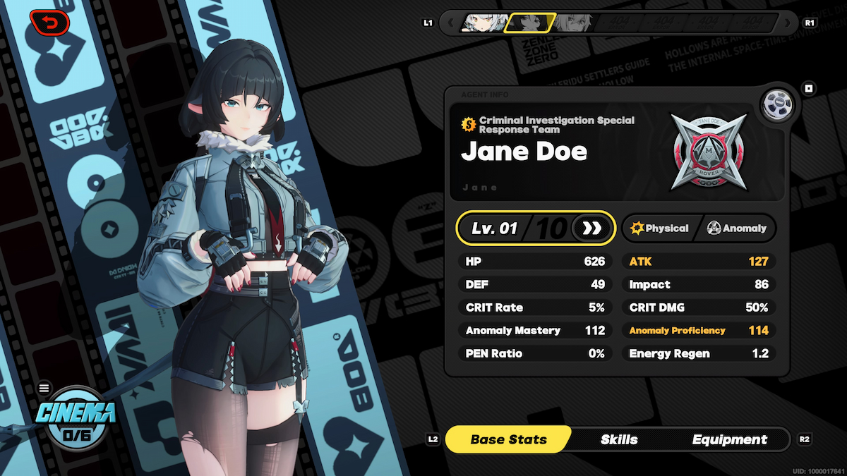 Jane Doe in the ZZZ patch 1.1