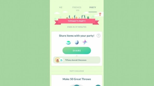 Sharing items in Pokemon Go